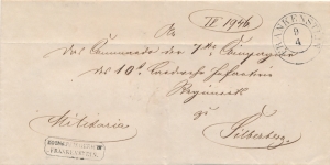 Frankenstein - Silberberg obwoluta listu wojskowego 1851 rok