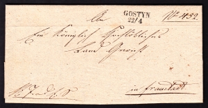 Gostyń-Wschowa obwoluta listu z treścia 1846 rok