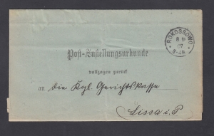 Rokossowo-Leszno obwoluta listu urzędowego 1907 rok