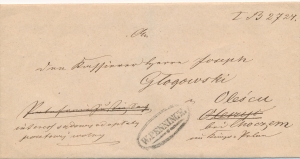 Obwoluta listu Oleściec 1860 rok