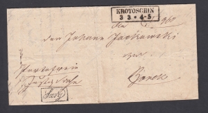 Krotoszyn-Borek obwoluta listu z treścią 1835 rok