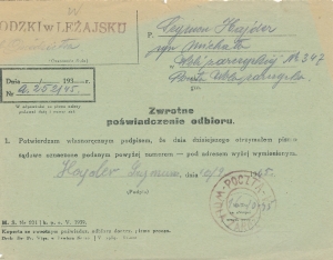 Wola Zarocka kasownik prowizoryczny 1945 rok