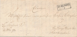 Lubliniec obwoluta listu z treścią 1855 rok