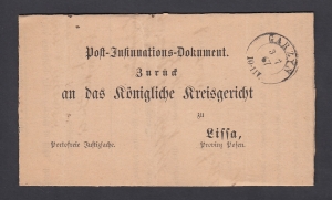 Garzyn-Leszno obwoluta listu urzędowego 1867 rok