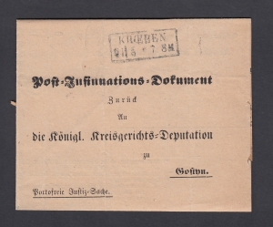 Krobia-Gostyń obwoluta listu urzędowego 1867 rok