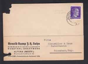 Deutsches Reich Mi.785 kartka stempel Altena 