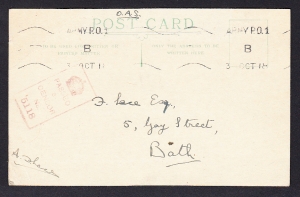 Anglia formularz poczty wojskowej cenzura 1918 rok
