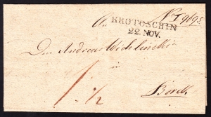 Krotoszyn-Borek obwoluta listu z treścią 1839 rok