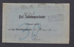 Garzyn-Leszno obwoluta listu urzędowego 1881 rok
