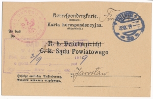 Przemyśl-Jarosław karta korespondencyjna 1919 rok