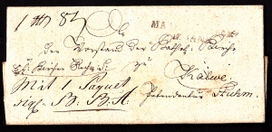 Kwidzyń-Sztum obwoluta listu z treścią 1826 rok