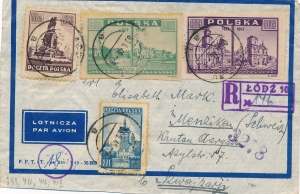 0362 koperta listu lotniczego zagranicznego cenzura 1946 rok