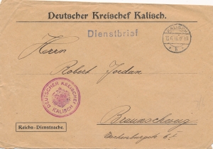 ON Kalisz koperta listu urzędowego 1916 rok