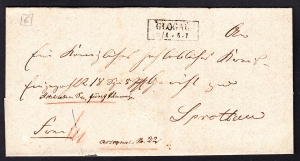 Głogów-Szprotawa obwoluta listu z treścią 1856 rok