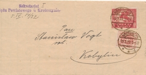 0099 obwoluta lsitu urzędowego 1922 rok