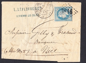 Francja Mi.28 kasownik 3816 list 1870 rok