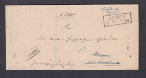 Kościan obwoluta listu urzędowego 1862 rok