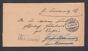 Leszno obwoluta listu urzędowego 1909 rok