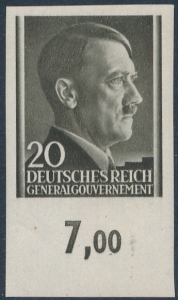 GG 077 nieząbkowany czysty** Portret A.Hitlera na jednolitym tle