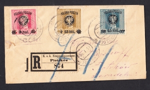 0021+23+25 koperta listu poleconego miejscowego 1919 rok