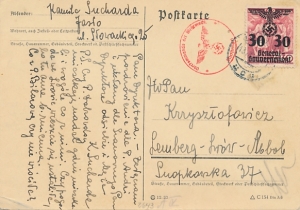 GG 023 kartka Jasło-Lwów cenzura 1940 rok