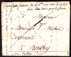 Lozanna obwoluta listu z treścią 1795 rok