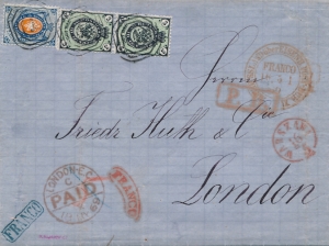 Warszawa - Londyn obwoluta listu z treścią 1869 rok