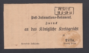 Poniec-Leszno obwoluta listu urzędowego 1867 rok
