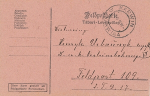 KUK Feldpost Karwina kartka 1916 rok