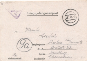 Gross-Born - Niwka listownik cenzura 1945 rok