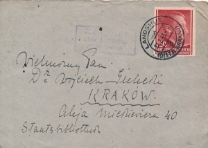 GG 078 koperta lsitu stempel prowizoryczny 1943 rok