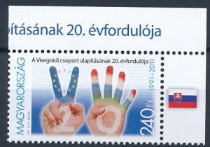 Węgry flaga Słowacji prawy margines czysty ** 20 rocznica utworzenia grupy wyszehradzkiej