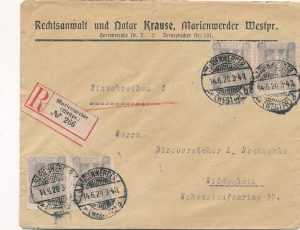 Kwidzyn 05 koperta listu poleconego zagranicznego Kwidzyn ( Marienwerder )
