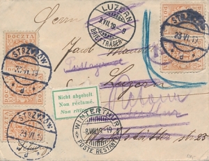 0075 koperta listu zagranicznego Strzyżów 1919 rok