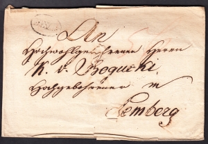 Rzeszów-Lwów obwoluta listu 1821 rok