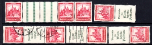 Deutsches Reich Mi.460 zestaw znaczków kasowanych do kombinacji