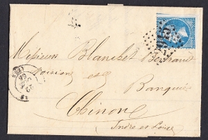 Francja Mi.21 list kasownik 2945 1864 rok