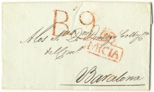 Hiszpania list z treścią Murcia-Barcelona 1827 rok
