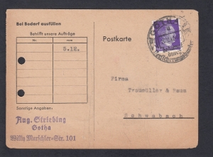 Deutsches Reich Mi.784 kartka stempel Gotha 1942 rok