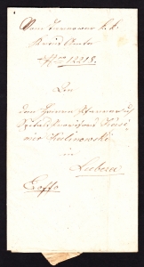 Lubcz obwoluta listu urzędowego z treścią 1850 rok 