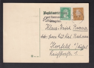 Deutsches Reich Mi.387+410 kartka stempel Erfurt 1929 rok