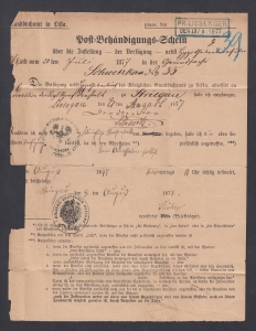 Strzegom-Leszno obwoluta pisma urzędowego 1877 rok