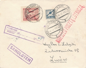 0223 Poczta lotnicza nalepka składkowa LOPP 1928 rok