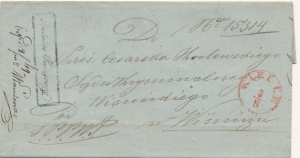 Kielce-Wiśnicz obwoluta listu urzędowego 1849 rok