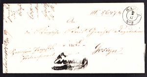 Prussen Rawicz-Gostyń obwoluta listu z treścią 1844 rok 