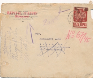 0376 koperta listu Zbąszyń 1945