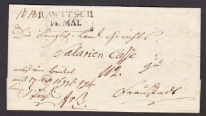 Rawicz-Wschowa list z treścią 1820 rok