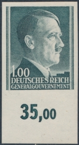 GG 086 nieząbkowany czyste** Portret A.Hitlera na tle siatkowanym