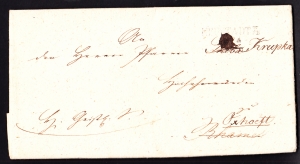 Nowe Miasteczko obwoluta listu z treścią 1847 rok