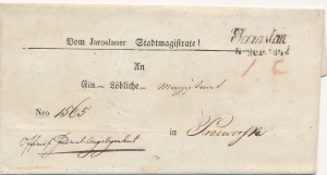 Jarosław - Przeworsk obwoluta listu urzędowego 1842 rok